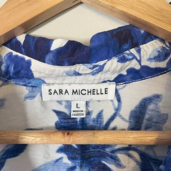 SARA MICHELLE | TOP SIZE L WHITE BLUE - Picture 2 of 3